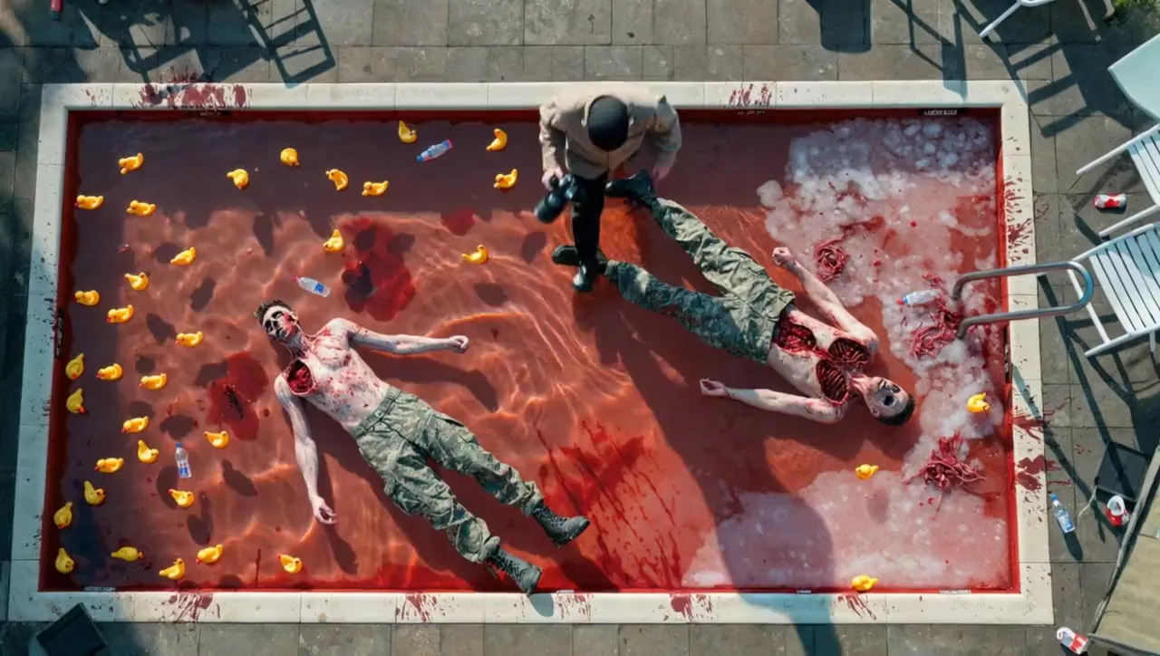 The blood-red pool, moving