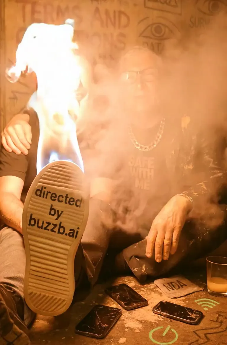 A burning shoe sole: directed by buzzb.ai