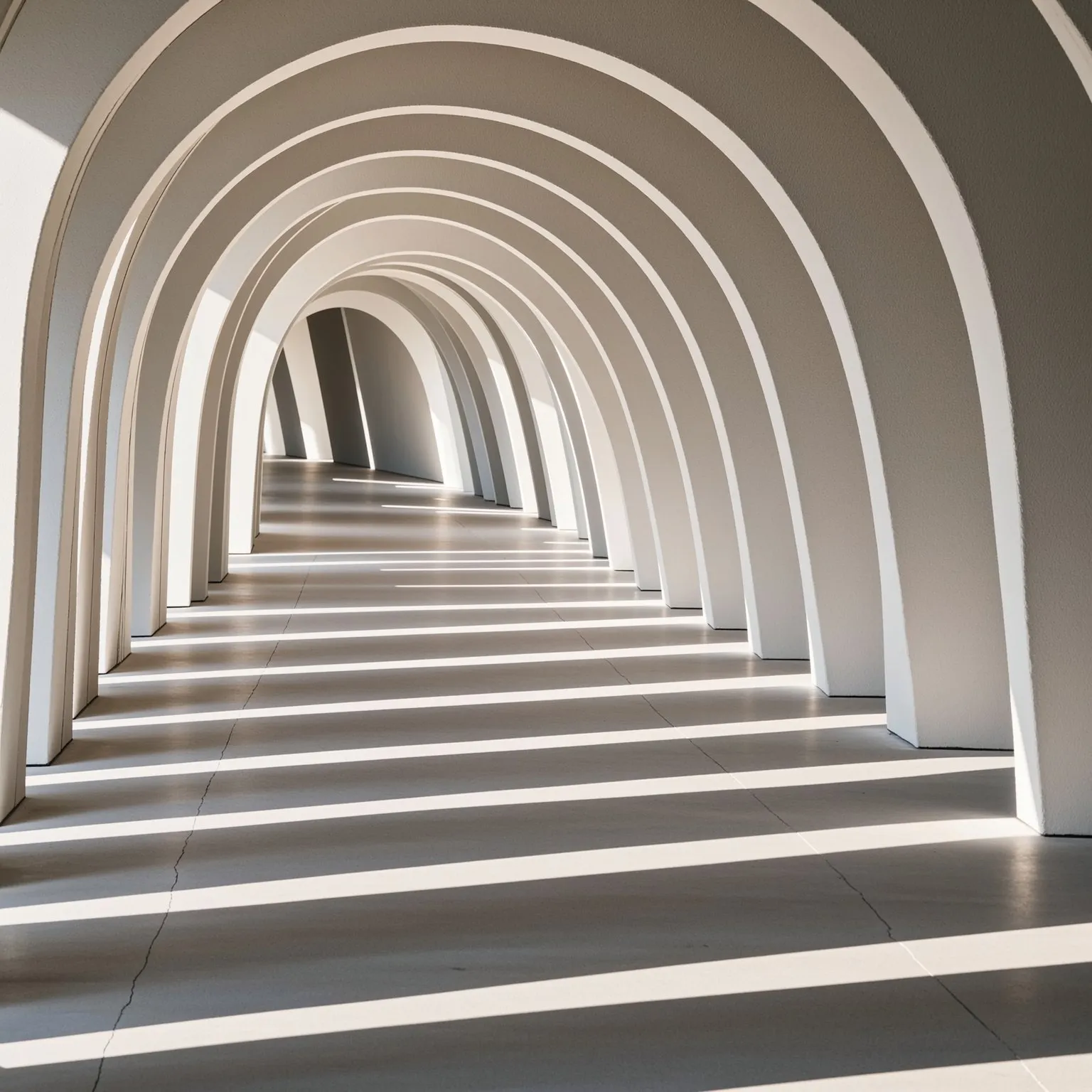 Sunlit white arches repeating into the distance