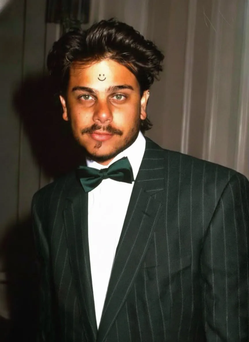 AI portrait: pinstripe tuxedo and bow tie